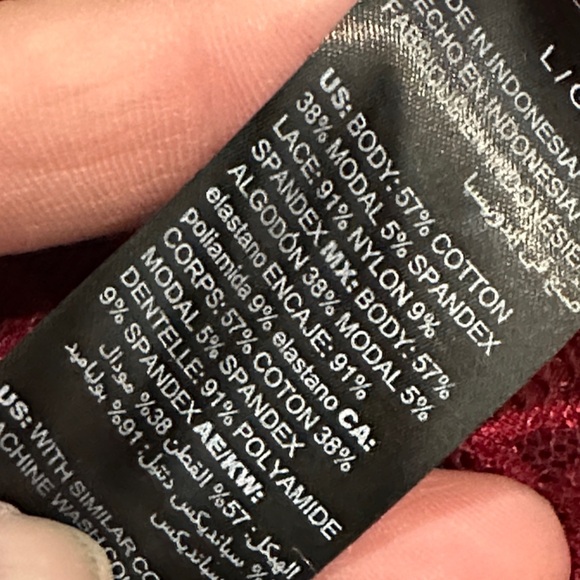 White House Black Market Burgundy Long Sleeve Top with Lace bottom decoration - Picture 8 of 8